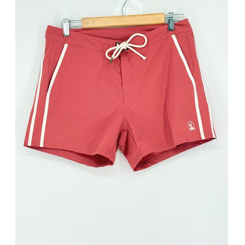 Dandy Del Mar Mens Coral Pink Retro Side Stripe Swim Shorts Trunks 33 Coastal
